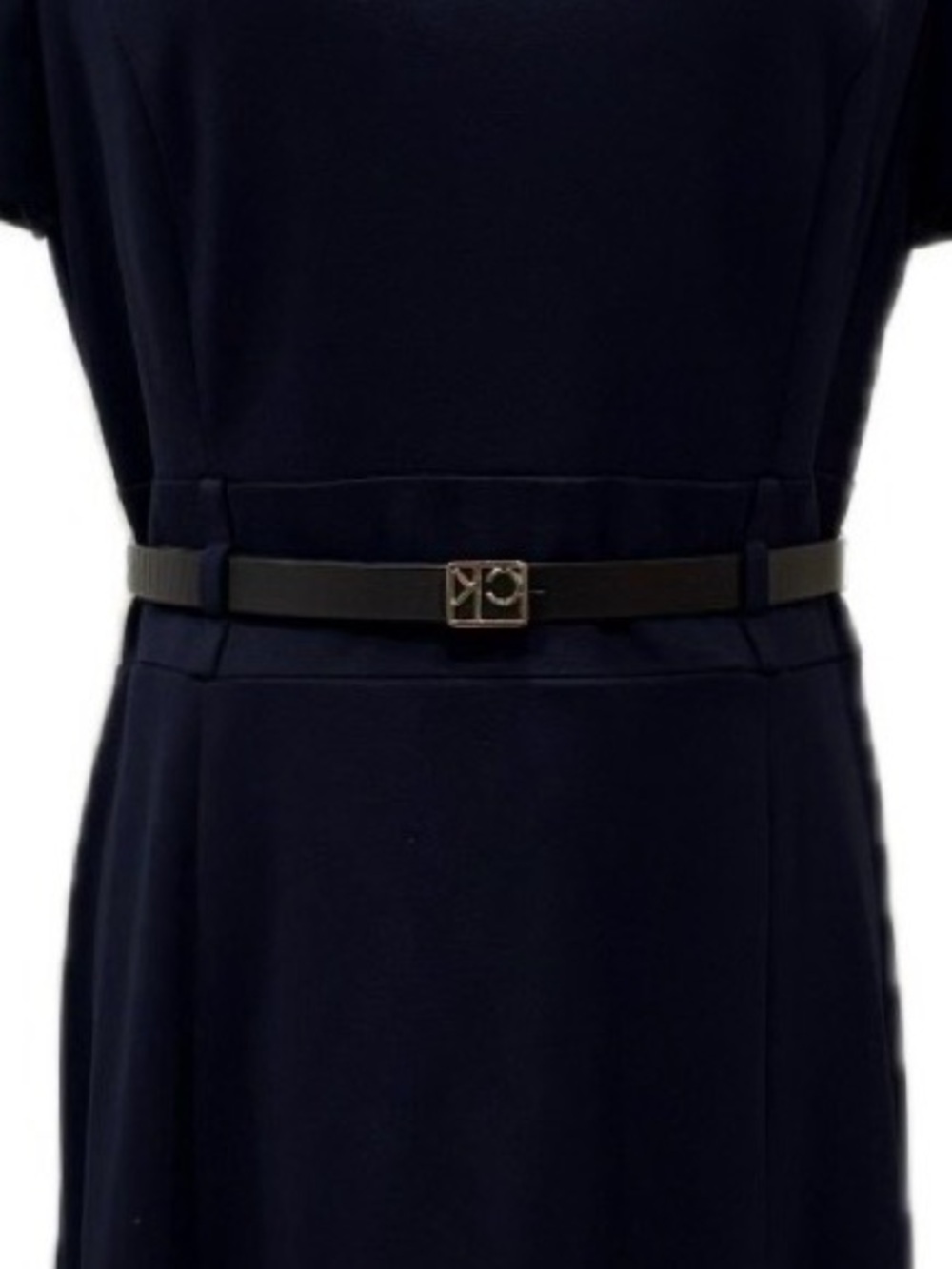 Calvin Klein NWOT Navy Short Sleeve Belted Fit & Flare Dress 8 - Picture 5 of 9